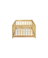 Clihome Twin Size Floor Bed with Fence without Door