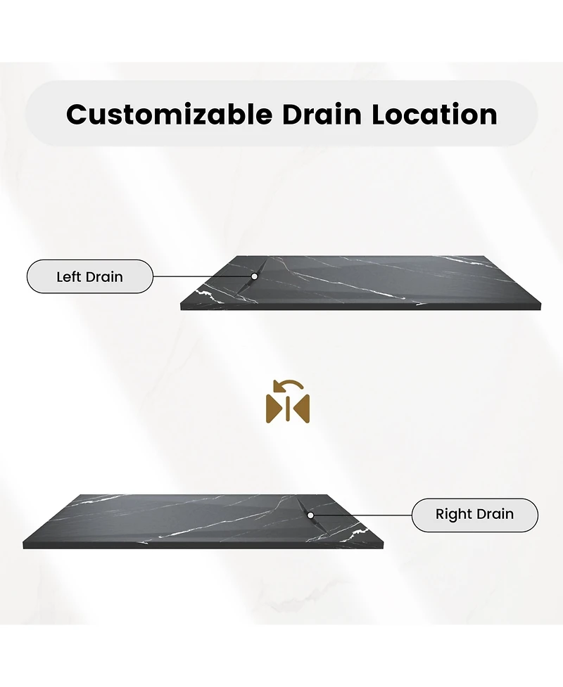 Casainc Low-Profile Smc Shower Base with Reversible Drain, Drain Cover, Non-Slip