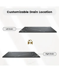 Casainc Low-Profile Smc Shower Base with Reversible Drain, Drain Cover, Non-Slip