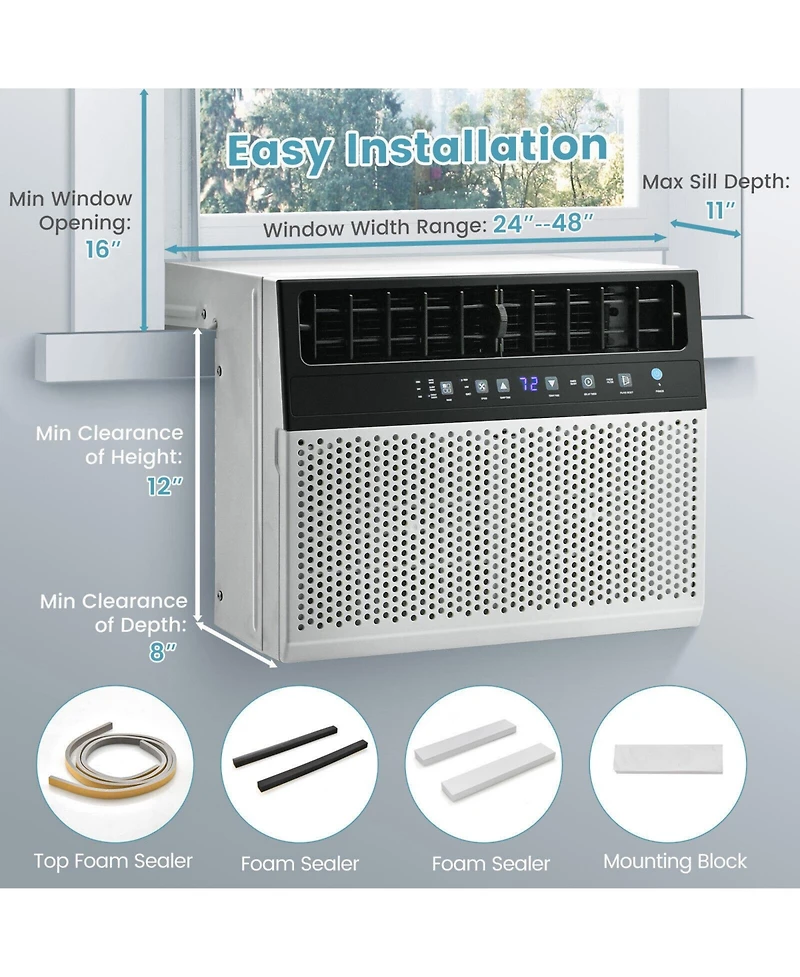 Ecooso 12000 Btu(Ashrae) Window Air Conditioner with Handy Remote