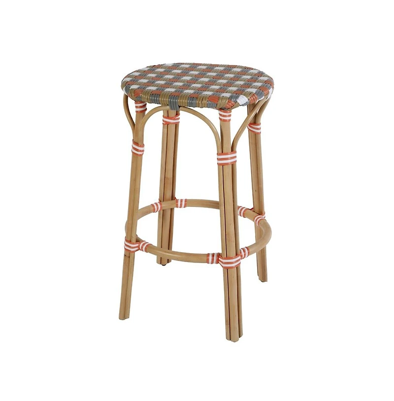 Butler Specialty Ballito Seat Height Oval Rattan Bar Stool with Footrest