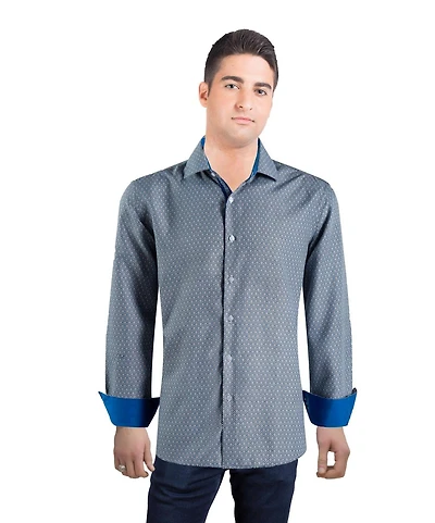Elie Balleh Men's Slim Fit Geometric Print Shirt