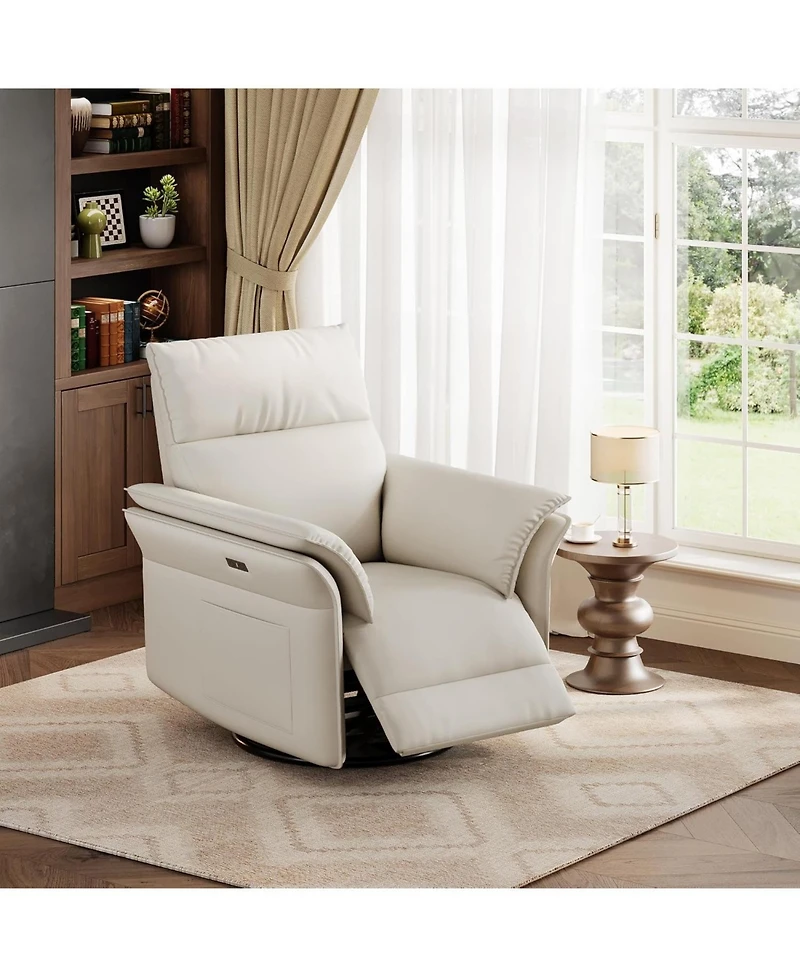 gaomon Power Recliner Glider Chair with Smooth Swivel and Rocking Motion Recline Usb Charging Port Premium Chenille Fabric and Double Armrests