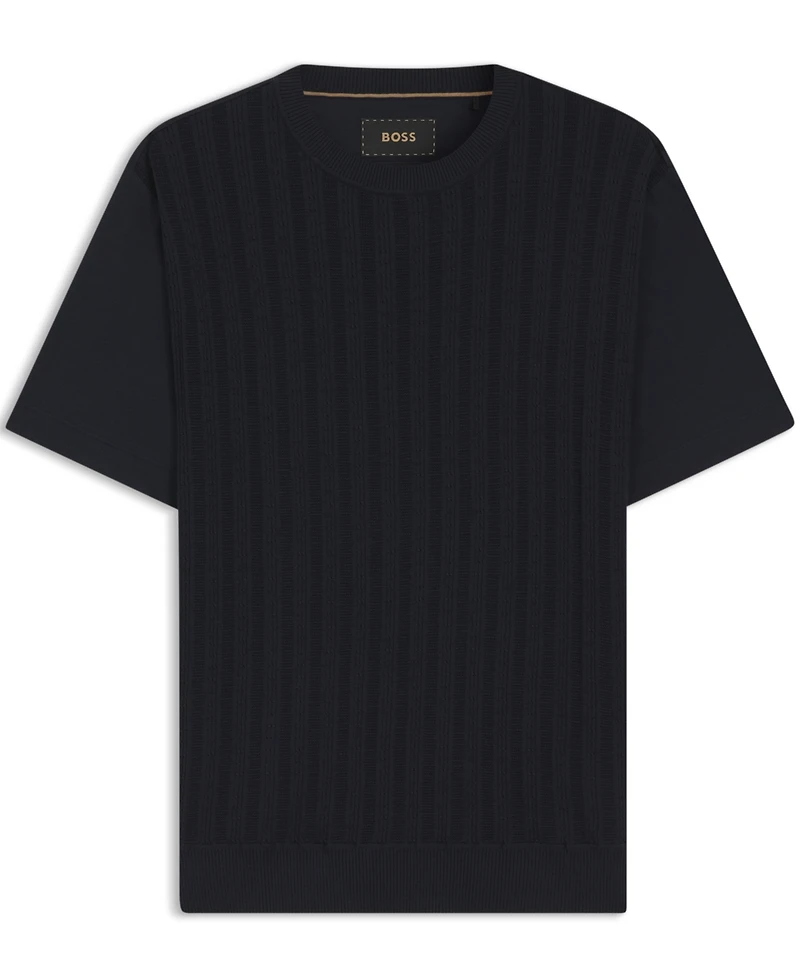 Boss by Hugo Men's Cotton-Silk Cable-Knit T-Shirt