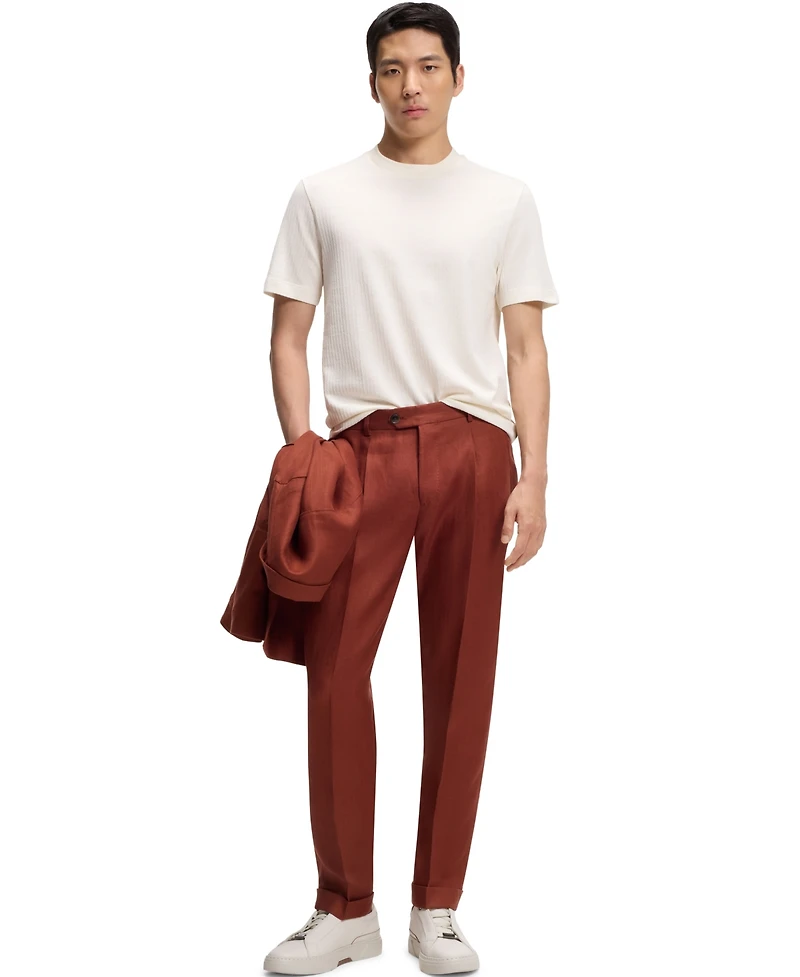 Boss by Hugo Men's Cotton-Silk Geometric Jacquard T-Shirt