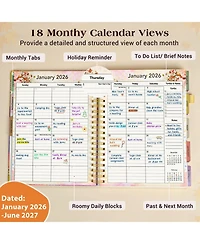Gnuadz Planner 18 Month Weekly Monthly Daily Spiral Hardcover Agenda Organizer Tabs Calendar Tree 2026-2027