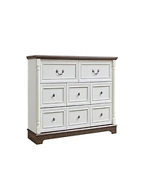 Clihome 8 Drawer Dresser Chest with Wooden Base, Wooden Rustic Chest of Drawers, Storage Dresser