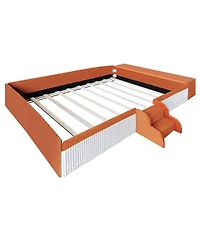 Streamdale Furniture Velvet Upholstered Daybed with Stairs and Gas Lift Storage