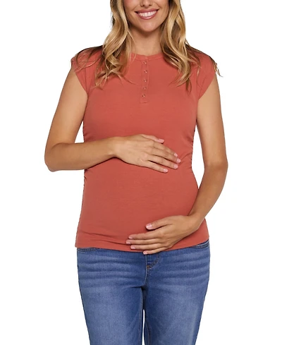 Motherhood Maternity Ruched Henley Muscle Tee