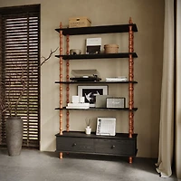 Streamdale Furniture 5-Tier 74.4 Inch Tall Modern Wood Bookcase with Storage Drawers