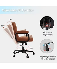 Streamdale Furniture Ergonomic Pu Leather Office Chair with Heavy-Duty Metal Base and Adjustable Arms