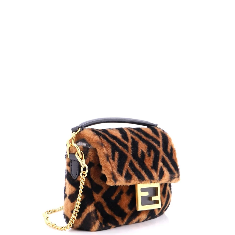 Pre-Owned Fendi Mini Baguette Nm Bag Zucca Shearling
