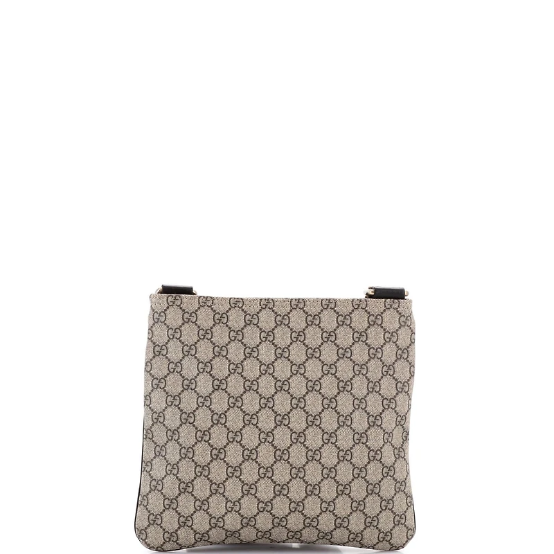 Pre-Owned Gucci Medium Front Zip Flat Messenger Bag Gg Coated Canvas