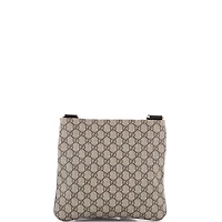 Pre-Owned Gucci Medium Front Zip Flat Messenger Bag Gg Coated Canvas