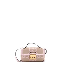 Pre-Owned Gucci Mini Padlock Top Handle Bag Jumbo Gg Canvas with Leather