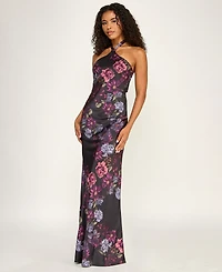 Seni & Cade Juniors' Printed Halter Neck Gown