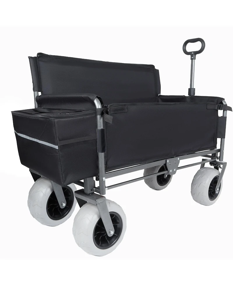 Streamdale Furniture 3-in-1 Folding Wagon with Bench Seat, 500 lbs Capacity, All-Terrain Tires