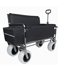 Streamdale Furniture 3-in-1 Folding Wagon with Bench Seat, 500 lbs Capacity, All-Terrain Tires