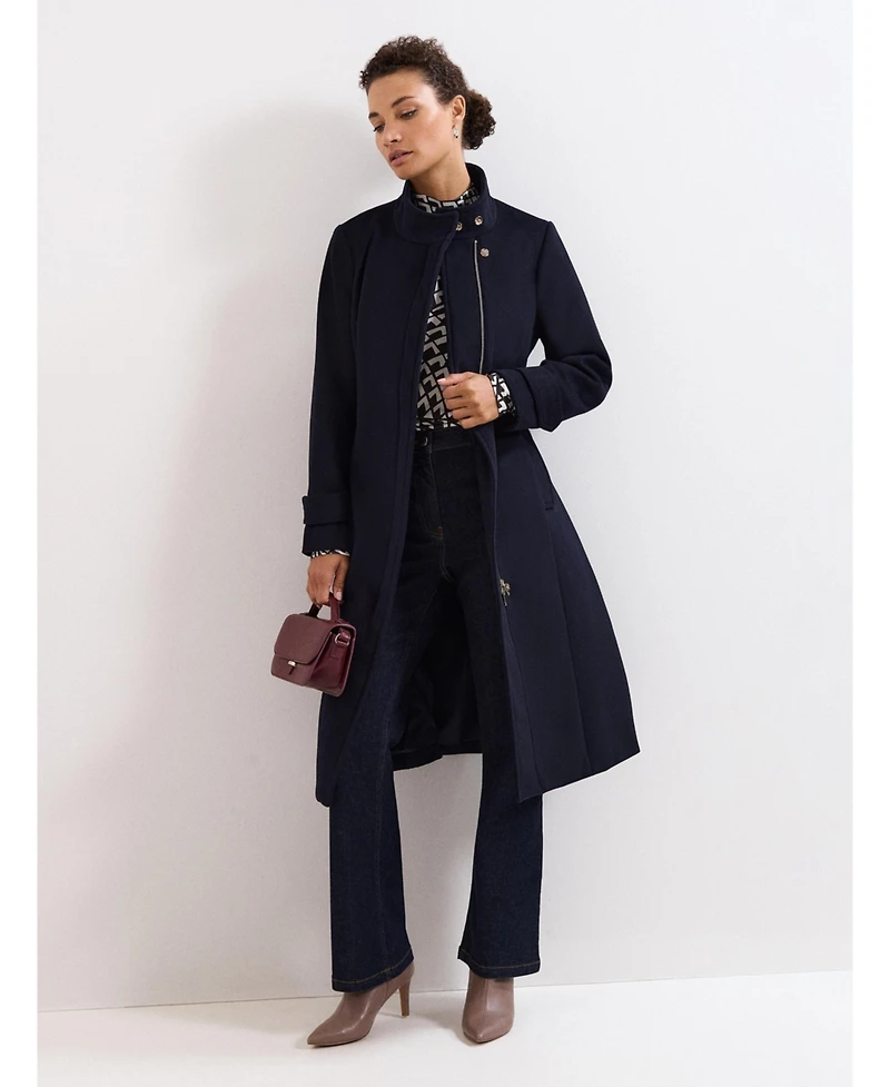 Phase Eight Women's Belted Funnel Collar Coat