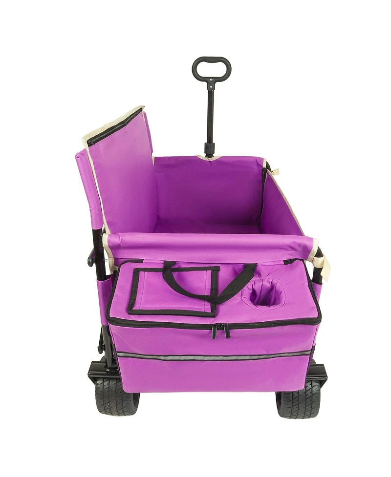 Streamdale Furniture 3-in-1 Folding Wagon Cart with Bench Seat, 500lbs Capacity