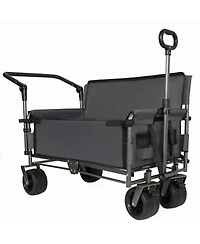 Streamdale Furniture Streamdale 3-in-1 Folding Wagon Cart with Bench, Canopy, and Storage