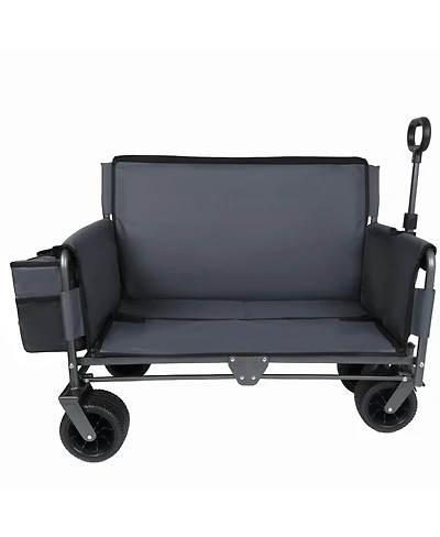 Streamdale Furniture 3-in-1 Folding Wagon Cart with Bench Seat