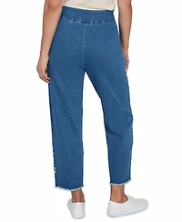 Alfred Dunner Women's Camden Market Floral Crochet Applique Ankle Jeans