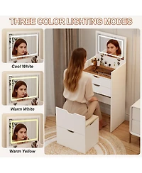 Streamdale Furniture 3-in-1 Multifunctional Dressing Table Set with Mirror, Drawers
