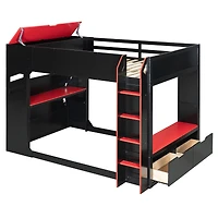 Streamdale Furniture Full Size Wood Loft Bed with Desk, Storage, and Rgb Lights