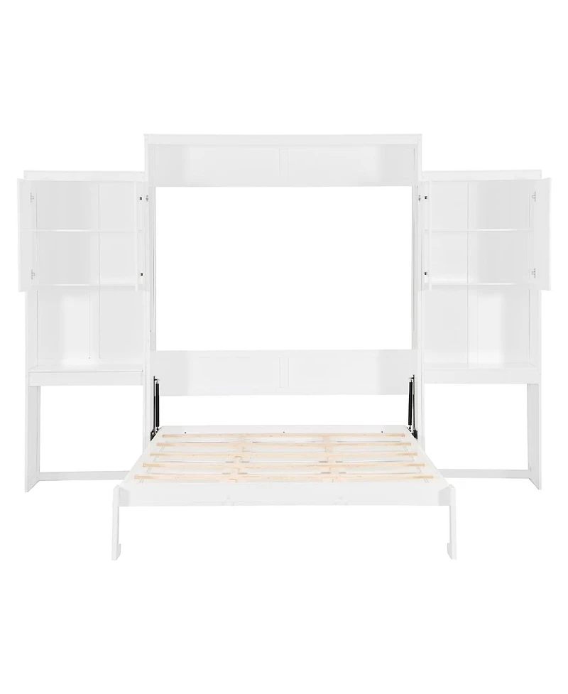 Streamdale Furniture Queen Size Murphy Bed with Desk, Vanity and Cabinets