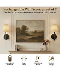 Bell + Howell Set of 2 Accord Pleat Shade Dimmable Led Rechargeable Cordless Touch Control Lights Wall Sconces