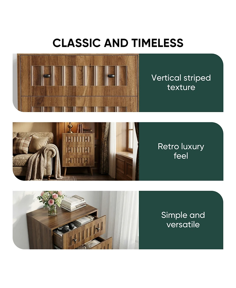Streamdale Furniture Modern 3-Drawer Wooden Storage Dresser