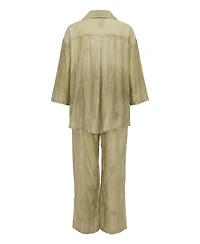Modenaire Women's Relaxed Button-Front Shirt Outfit Set