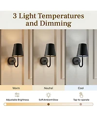 Bell + Howell Set of 2 Modern Metal Shade Dimmable Led Rechargeable Cordless Touch Control Lights Wall Sconces