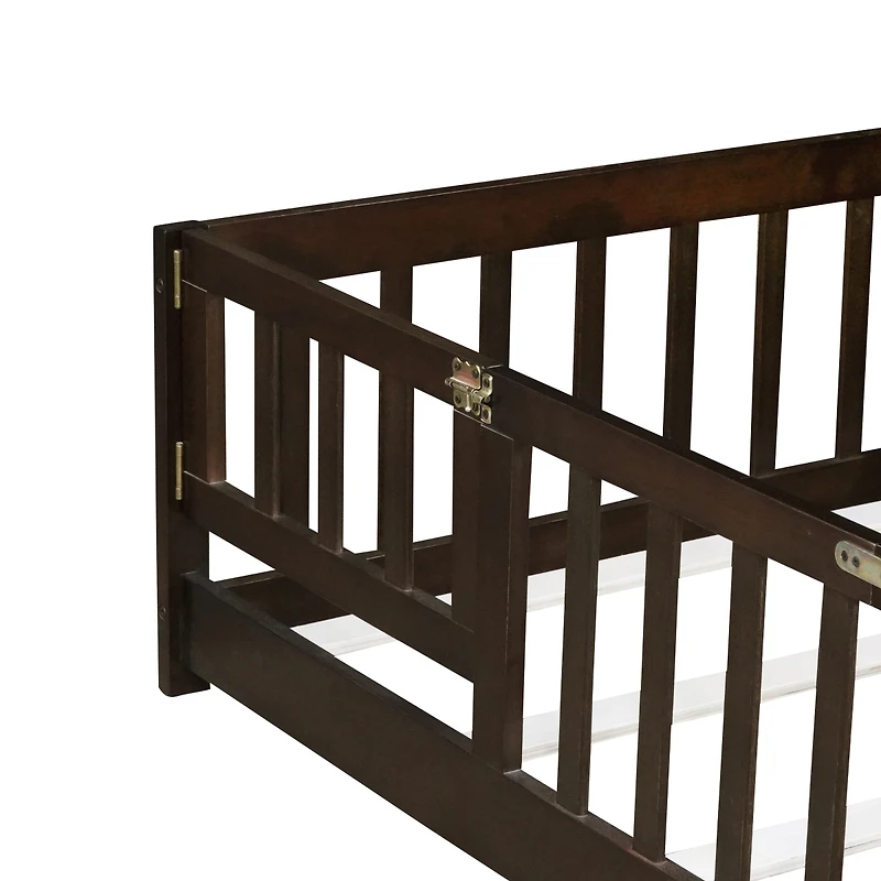 Streamdale Furniture Twin Size Floor Bed with Fence and Door