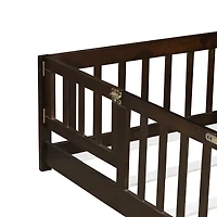 Streamdale Furniture Twin Size Floor Bed with Fence and Door