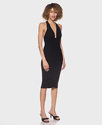 B Darlin Juniors Halter Ity Midi Dress with Empire Waist Ruched Bodice