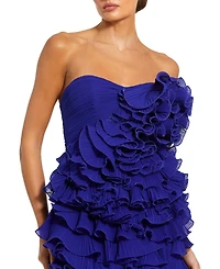 Mac Duggal Women's Strapless Tiered Ruffle Chiffon Mini Dress