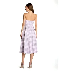 Mac Duggal Women's Strapless Boucle Midi Dress with Embellished Floral Detail