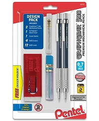 Pentel GraphGear 500 Automatic Drafting Pencil (0.7mm), Refill Eraser Tube and Large Block Eraser with holder