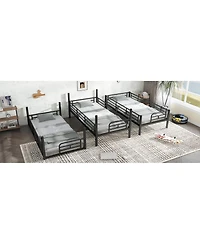 Streamdale Furniture Twin Over Twin Over Twin Metal Triple Bunk Bed with Safety Guardrails