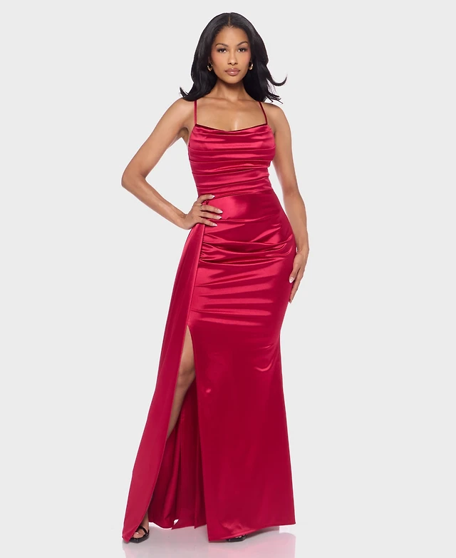 b. darlin patterned glitter mesh sweetheart neck off-the-shoulder dress B Juniors' and Faux-Pearls Open-Back Gown fashionable