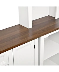 Streamdale Furniture 3-Piece Farmhouse Tv Stand Set with Curved Cabinets for TVs Up to 70