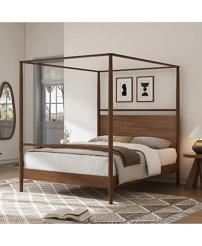 Streamdale Furniture Solid Wood Four-Poster Canopy Bed Frame, Full Size