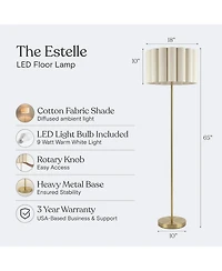 Brightech Estelle 65" Gold Modern Led Floor Lamp with Scalloped Fabric Shade