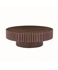 Streamdale Furniture 31.49'' Round Modern Pedestal Coffee Table - Walnut