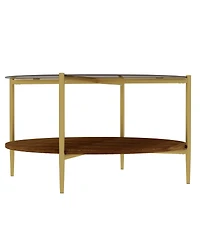 Streamdale Furniture Modern Gold Round Double-Layer Tempered Glass Coffee Table (32.28")