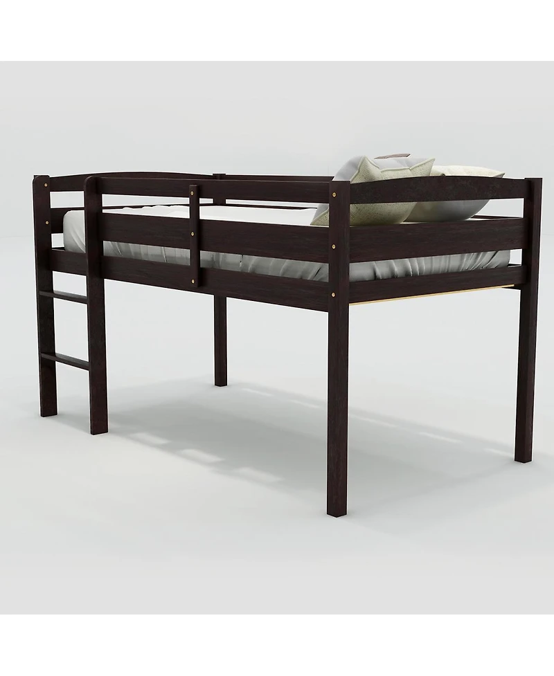 Streamdale Furniture Twin Wood Loft Bed Low Loft Beds with Ladder,Twin