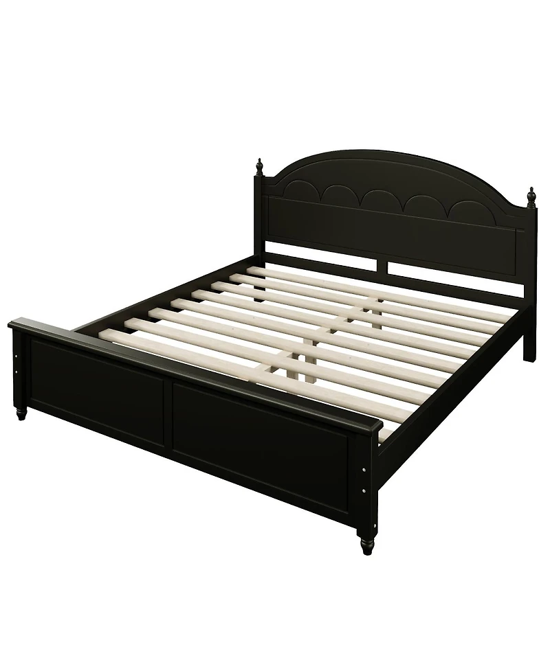 Streamdale Furniture King size Wooden Bed Frame with Arched Headboard and Classic Design