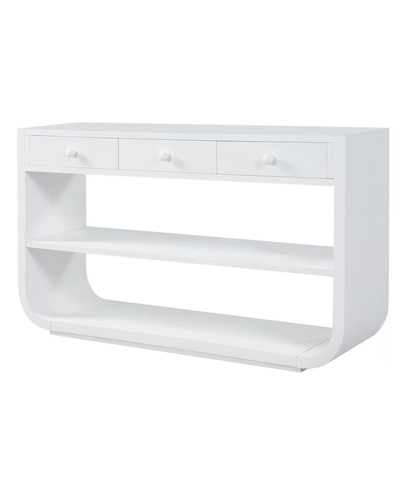 Streamdale Furniture Modern Curved Console Table with 3 Drawers and 2 Shelves